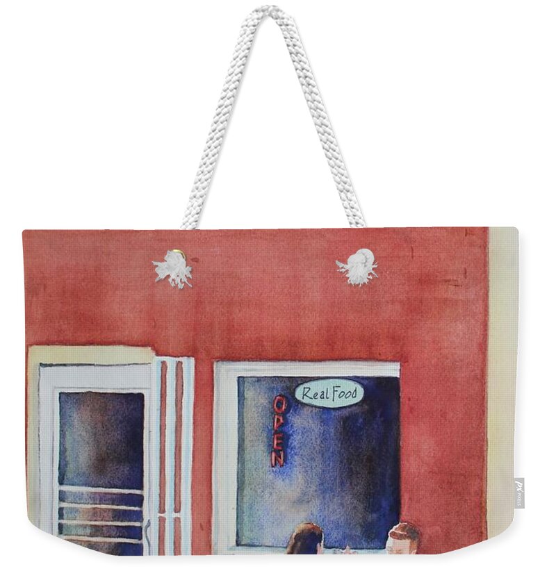 Diner Weekender Tote Bag featuring the painting Real Food by Ruth Kamenev
