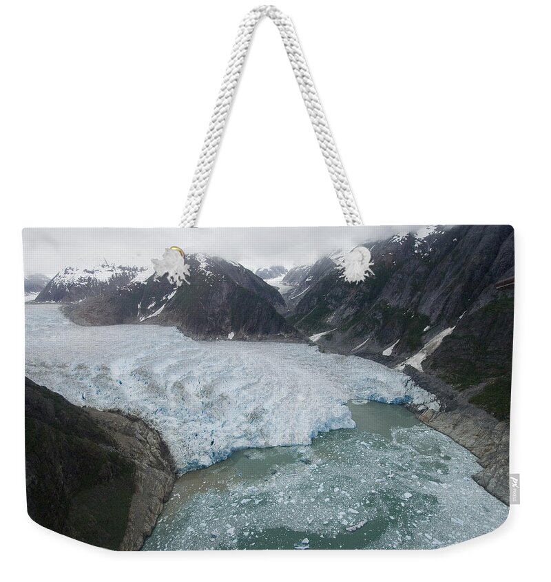 00999097 Weekender Tote Bag featuring the photograph Receding Glacier Southeast Alaska by Flip Nicklin