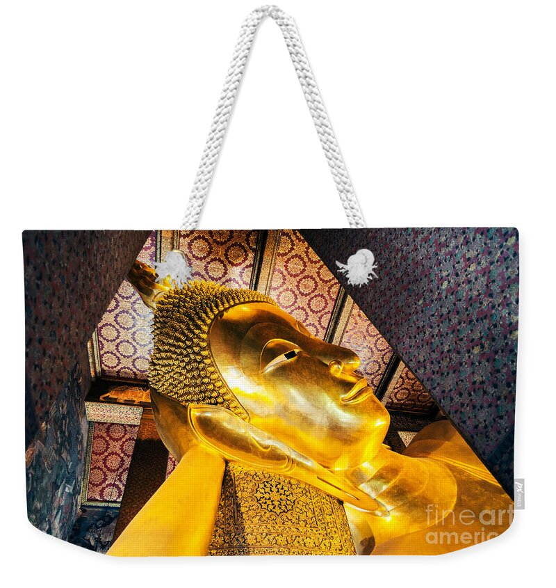 Buddha Weekender Tote Bag featuring the photograph Reclining Buddha inside Wat Pho - Bangkok - Thailand by Matteo Colombo