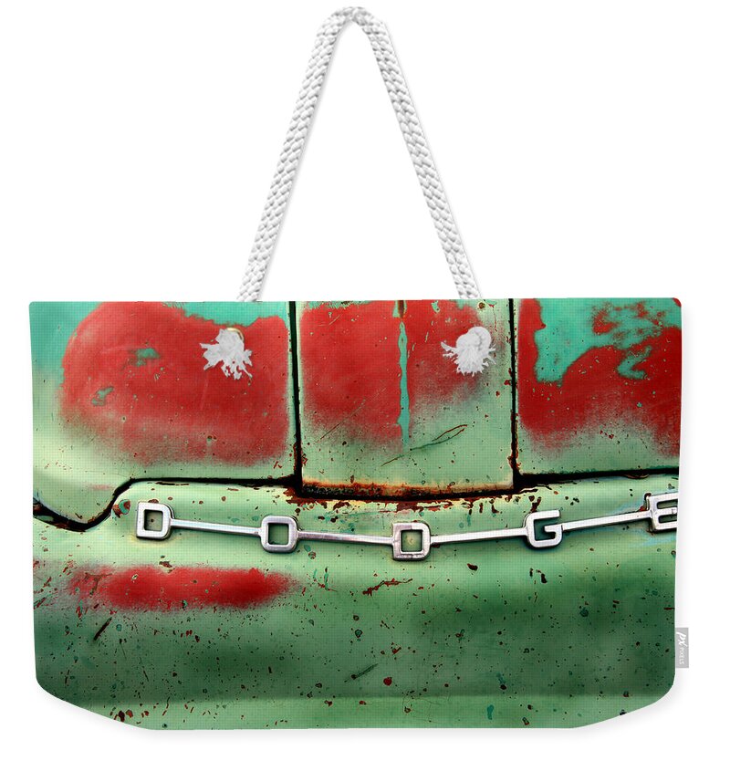 Steven Bateson Weekender Tote Bag featuring the photograph Red and Green Dodge by Steven Bateson