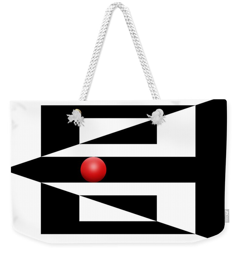 Abstract Weekender Tote Bag featuring the digital art Red Ball 3 by Mike McGlothlen