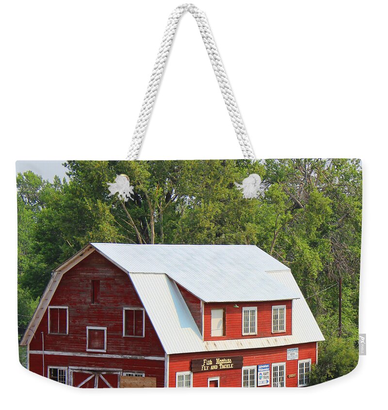 Barn Weekender Tote Bag featuring the photograph Red Barn by Cathy Anderson