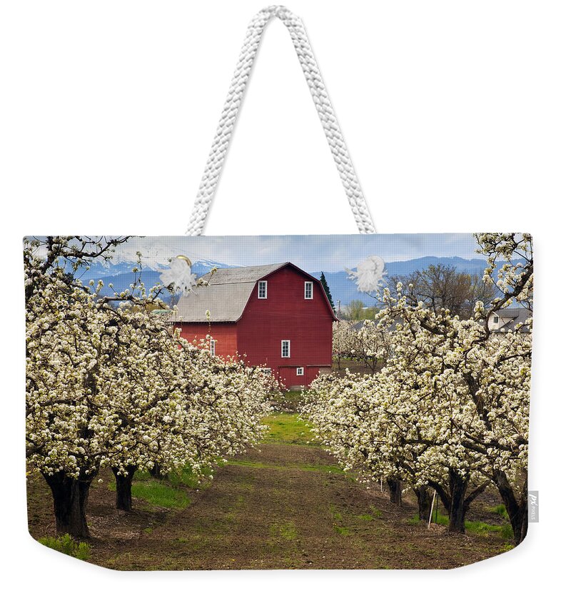 Barn Weekender Tote Bag featuring the photograph Red Barn Spring by Michael Dawson