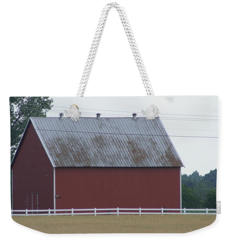 Barn Weekender Tote Bag featuring the photograph Kentucky Red Barn by Valerie Collins