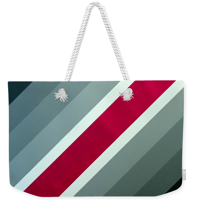 Bold Graphics Weekender Tote Bag featuring the painting Red Chevron by Thomas Gronowski