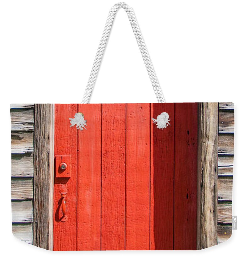 Bootmaker Weekender Tote Bag featuring the photograph Red Door by Guy Whiteley
