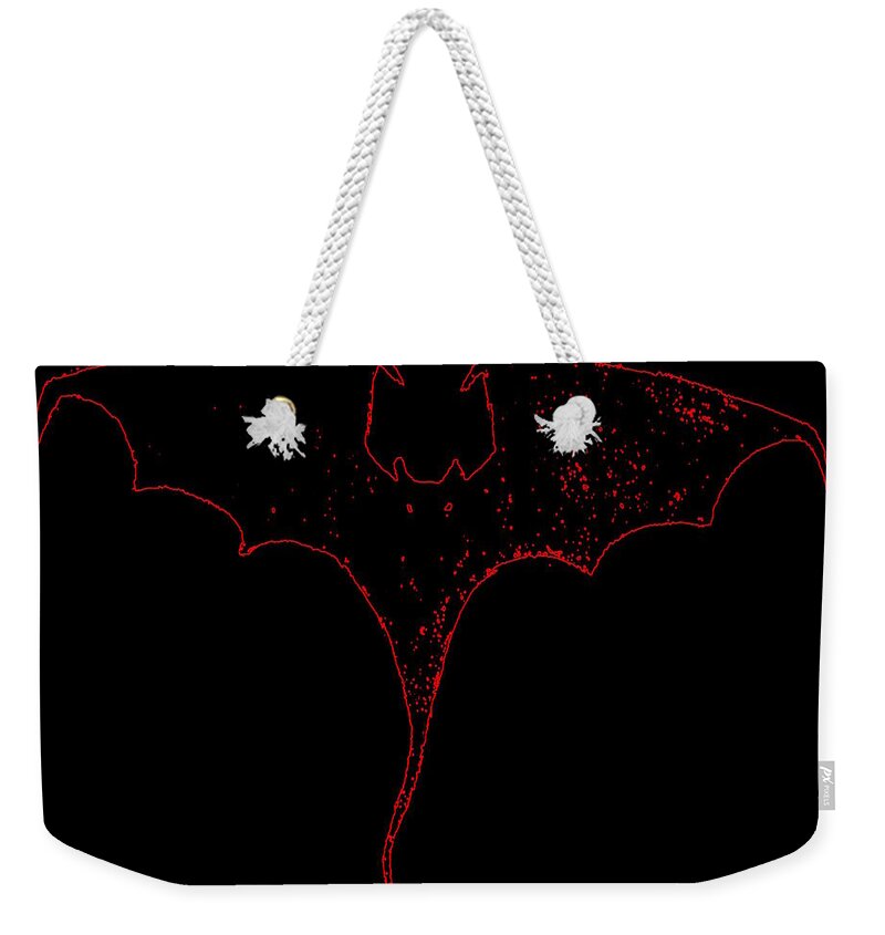 Dracon Dragon Wyvern Wyrm Dark Red Fire Fear Menace Bat Weekender Tote Bag featuring the drawing Red dragon by Guy Pettingell