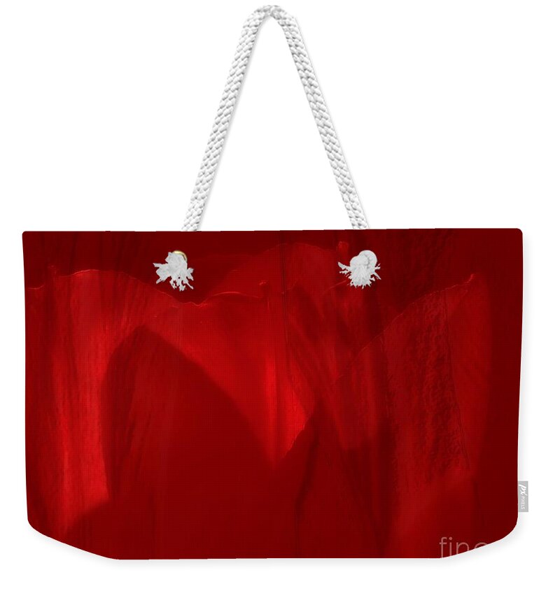 Tulip Weekender Tote Bag featuring the photograph Red Drama by Roxy Riou