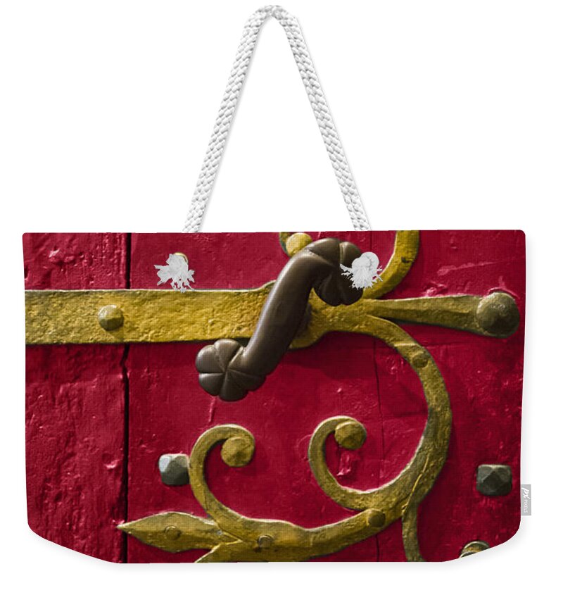 Door Weekender Tote Bag featuring the photograph Red Entrance by Margie Hurwich