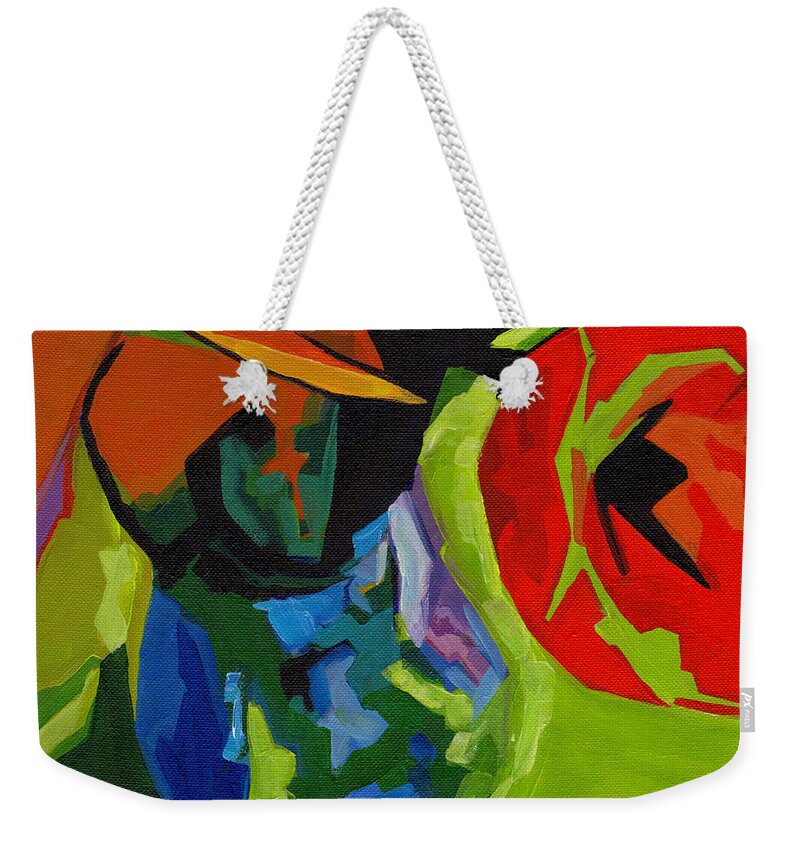 Tanya Filichkin Weekender Tote Bag featuring the painting Red Tulip by Tanya Filichkin
