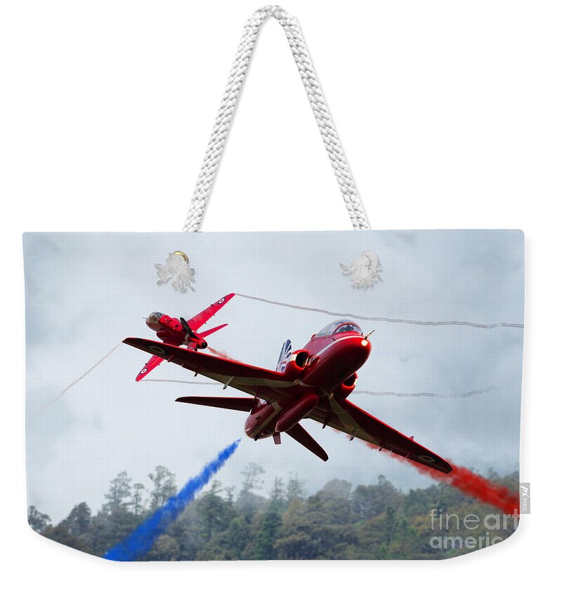 The Red Arrows Weekender Tote Bag featuring the digital art Red Pair by Airpower Art
