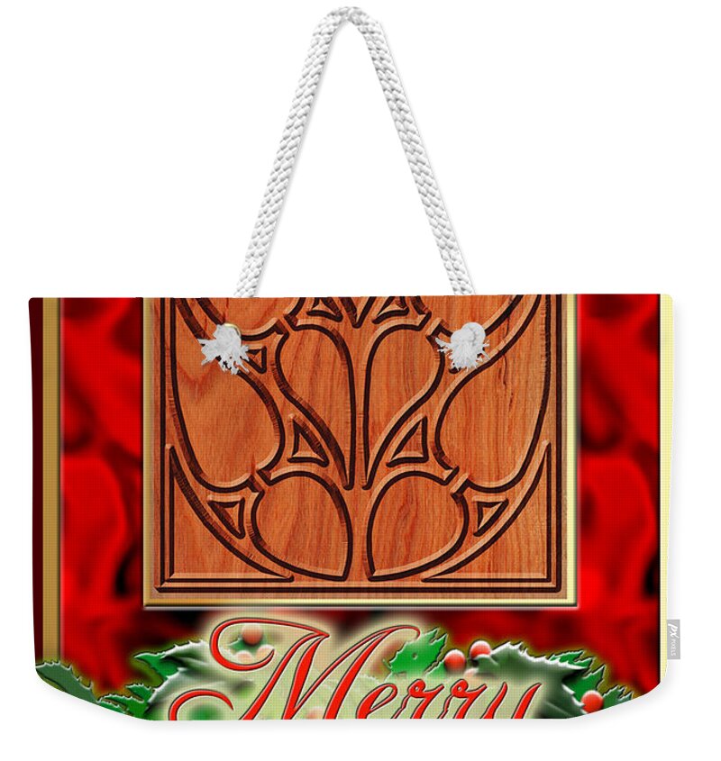 Christmas Weekender Tote Bag featuring the digital art Red Satin Christmas by Melissa A Benson