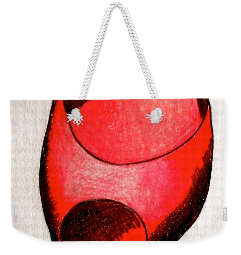 Red Weekender Tote Bag featuring the painting Red Shoe by Debi Starr