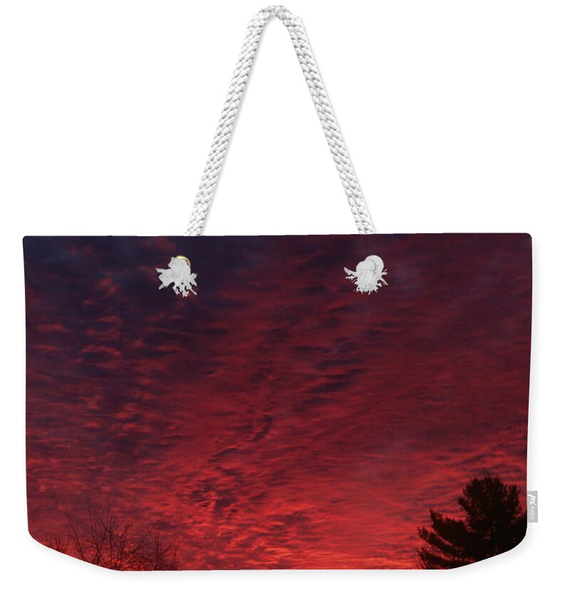 Sunset Weekender Tote Bag featuring the photograph Red Sunset by Richard L. Carlton