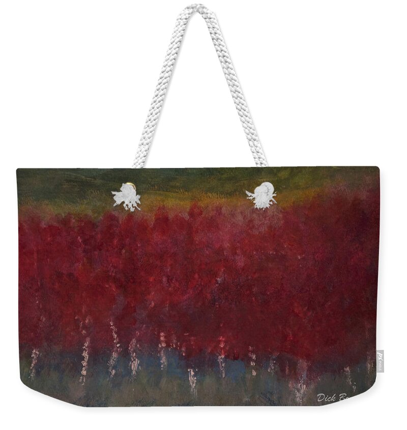 Red Trees Weekender Tote Bag featuring the painting Red Trees Watercolor by Dick Bourgault