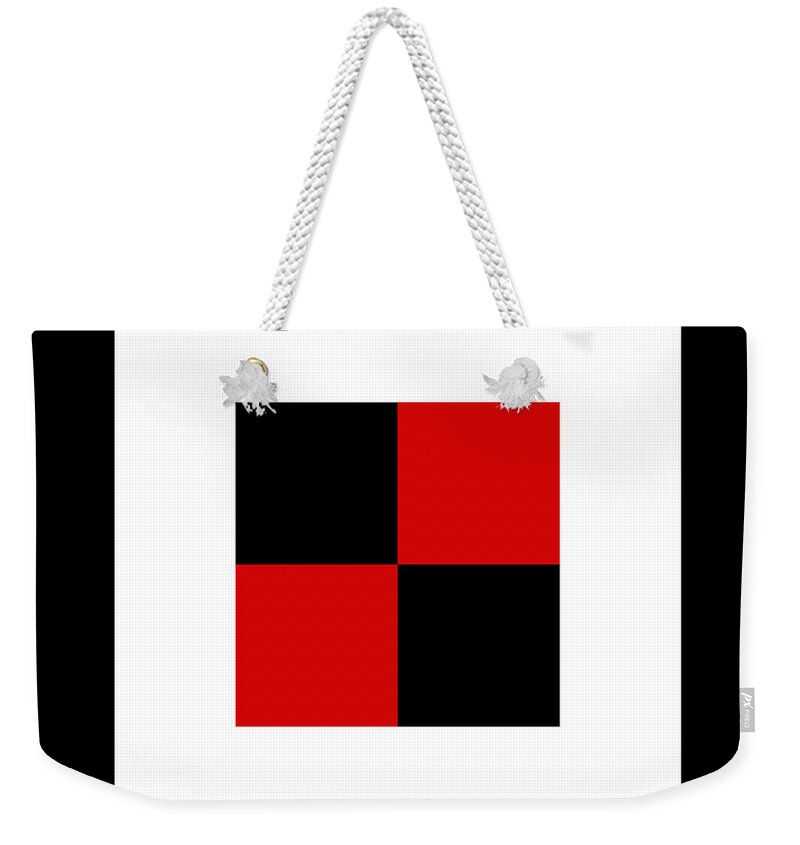 Andee Design Abstract Weekender Tote Bag featuring the digital art Red White And Black 17 Square by Andee Design