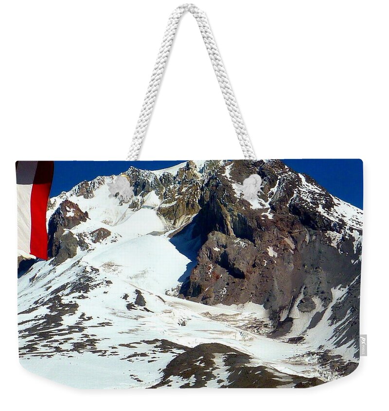 Usa Flag Weekender Tote Bag featuring the photograph Red White And Blue by Susan Garren