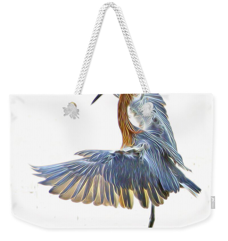 Wildlife Weekender Tote Bag featuring the digital art Reddish Egret 1 by William Horden