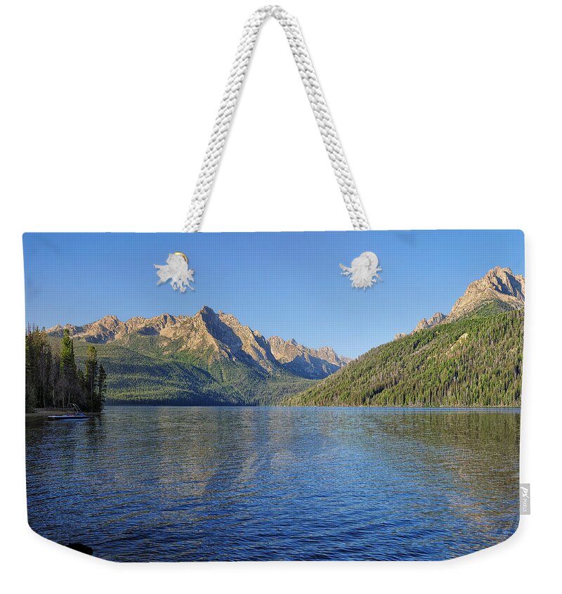 Redfish Lake Weekender Tote Bag featuring the photograph Redfish Reflections by Greg Norrell