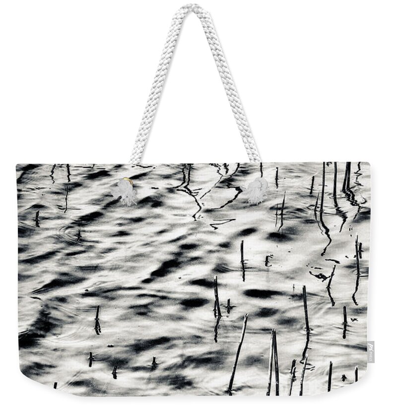Henley-on-thames Weekender Tote Bag featuring the photograph Reeds in Ripples by Lenny Carter
