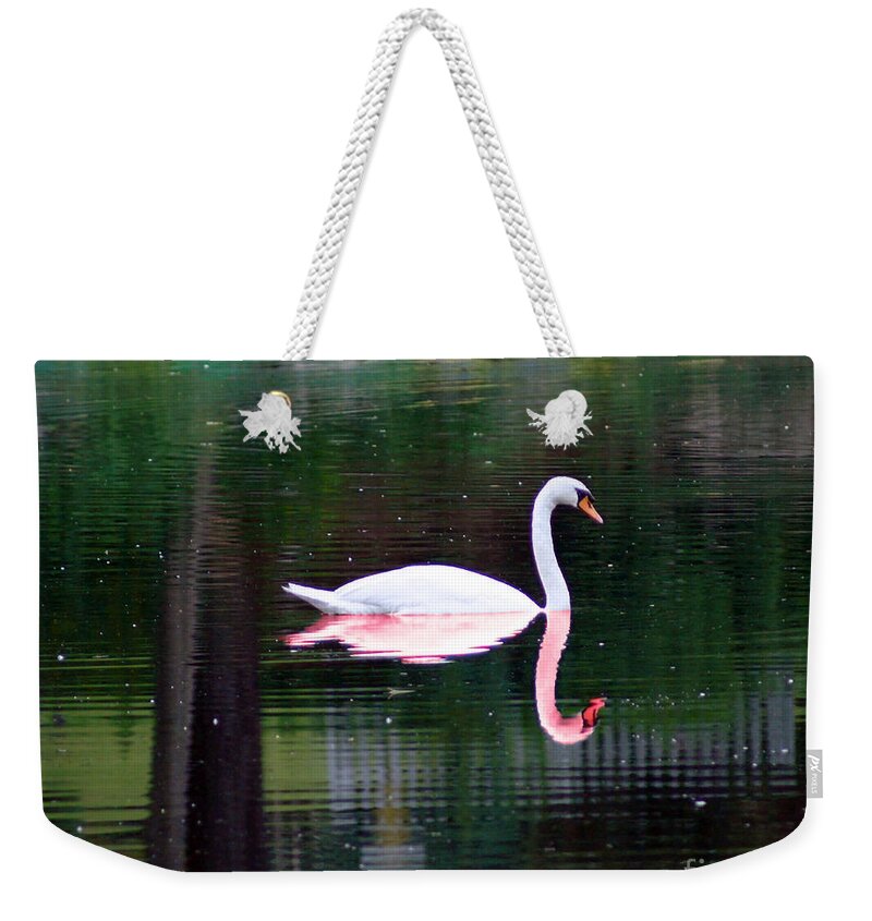 Swan Weekender Tote Bag featuring the photograph Reflect Yourself by Joe Geraci