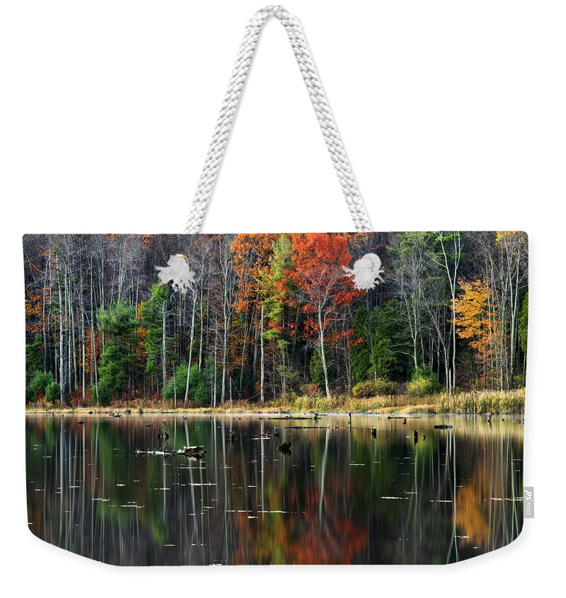 Fall Weekender Tote Bag featuring the photograph Reflecting Autumn by Christina Rollo