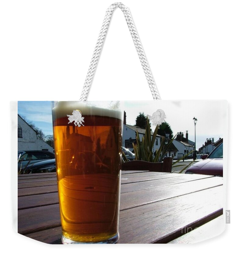 Beer Weekender Tote Bag featuring the photograph Reflections in a Pint by Joan-Violet Stretch