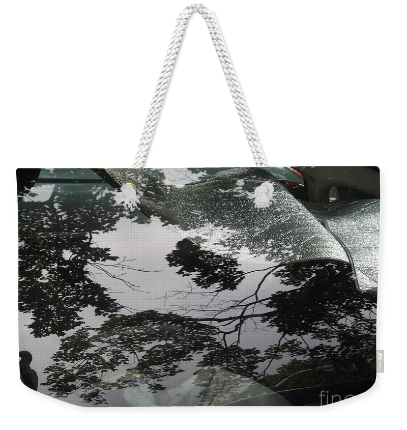 Cars Weekender Tote Bag featuring the photograph Reflections on a Car - Dark by Miriam Danar