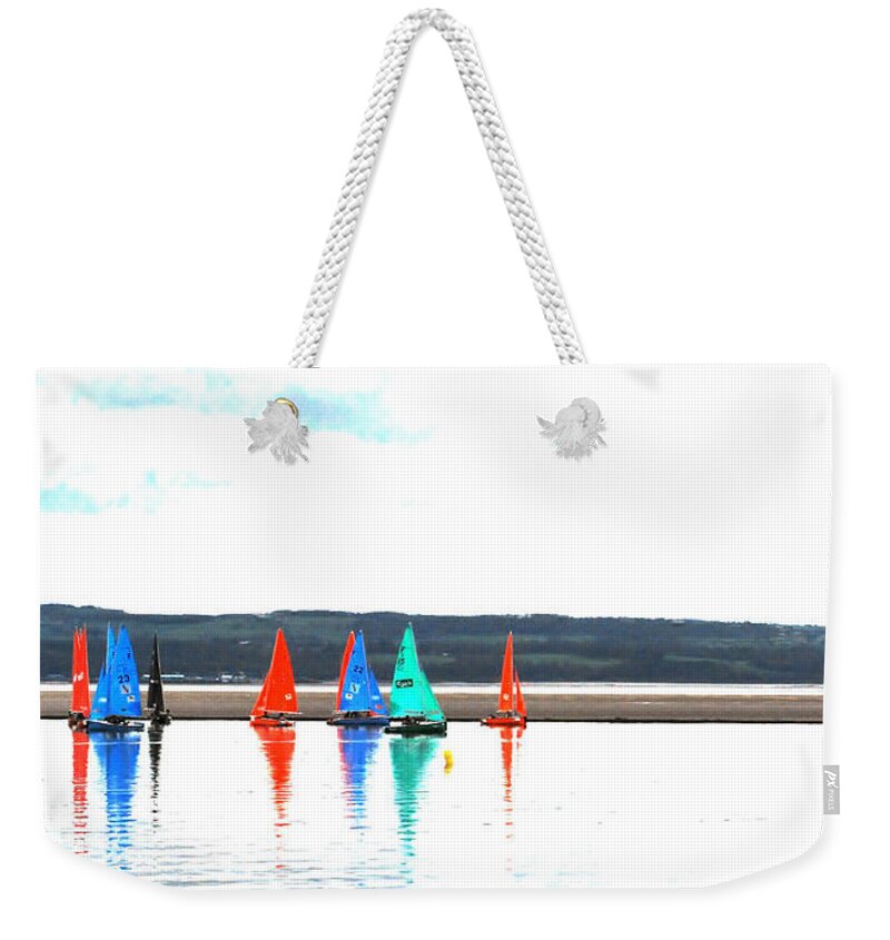 Nautical Weekender Tote Bag featuring the photograph Reflective sailing by Spikey Mouse Photography