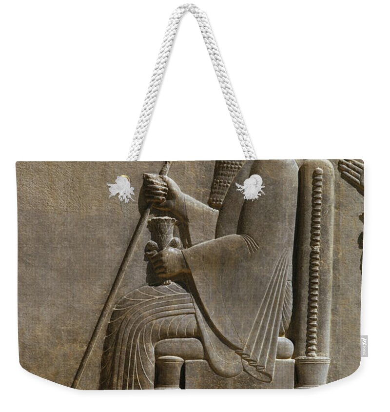 5th Century Bc Weekender Tote Bag featuring the photograph Relief Carving Of Darius The Great by George Holton