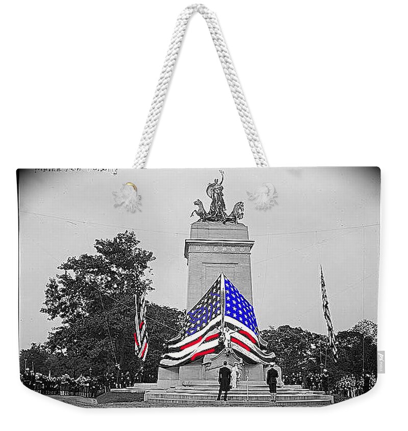 Remember The Maine Monument Memorial Day May 30 1913 New York City Vignetted Color Added 2013 Weekender Tote Bag featuring the photograph Remember the Maine monument Memorial Day May 30 1913 New York City vignetted color added 2013 by David Lee Guss