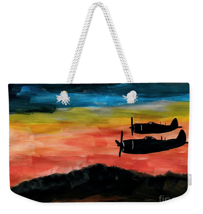 Republic Weekender Tote Bag featuring the painting Republic P-47 Thunderbolts by R Kyllo