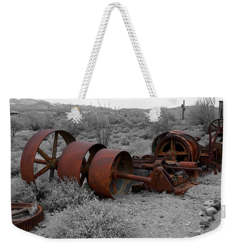 Retired Mining Equipment Weekender Tote Bag featuring the photograph Retired Mining Equipment by Richard J Cassato