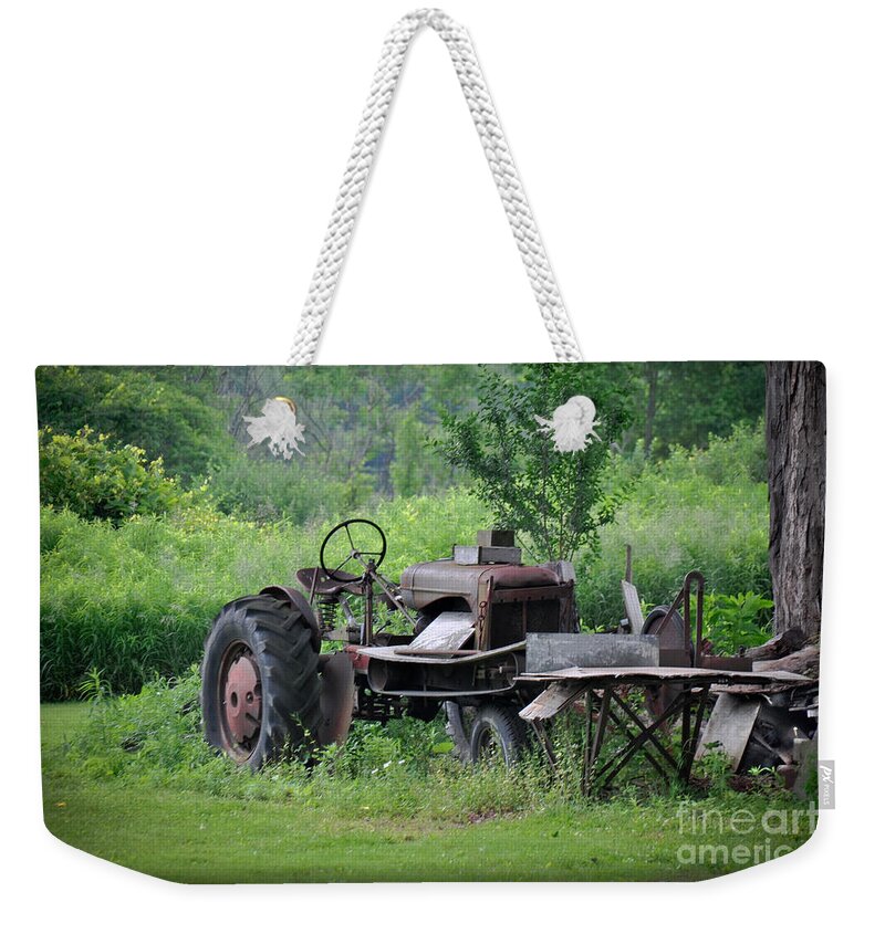 Farmland Weekender Tote Bag featuring the photograph Retired Old Tractor by Gary Keesler