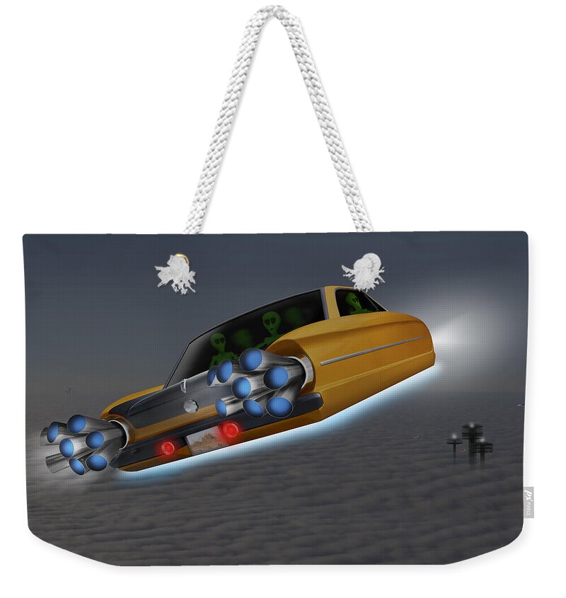 Alien Weekender Tote Bag featuring the photograph Retro Flying Object 1 by Mike McGlothlen