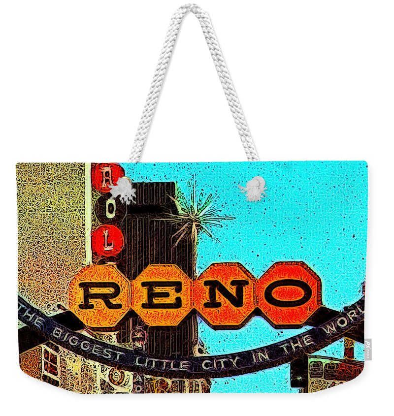 Americana Weekender Tote Bag featuring the photograph Retro Reno Nevada The Biggest Little City In The World 20130505v1 by Wingsdomain Art and Photography