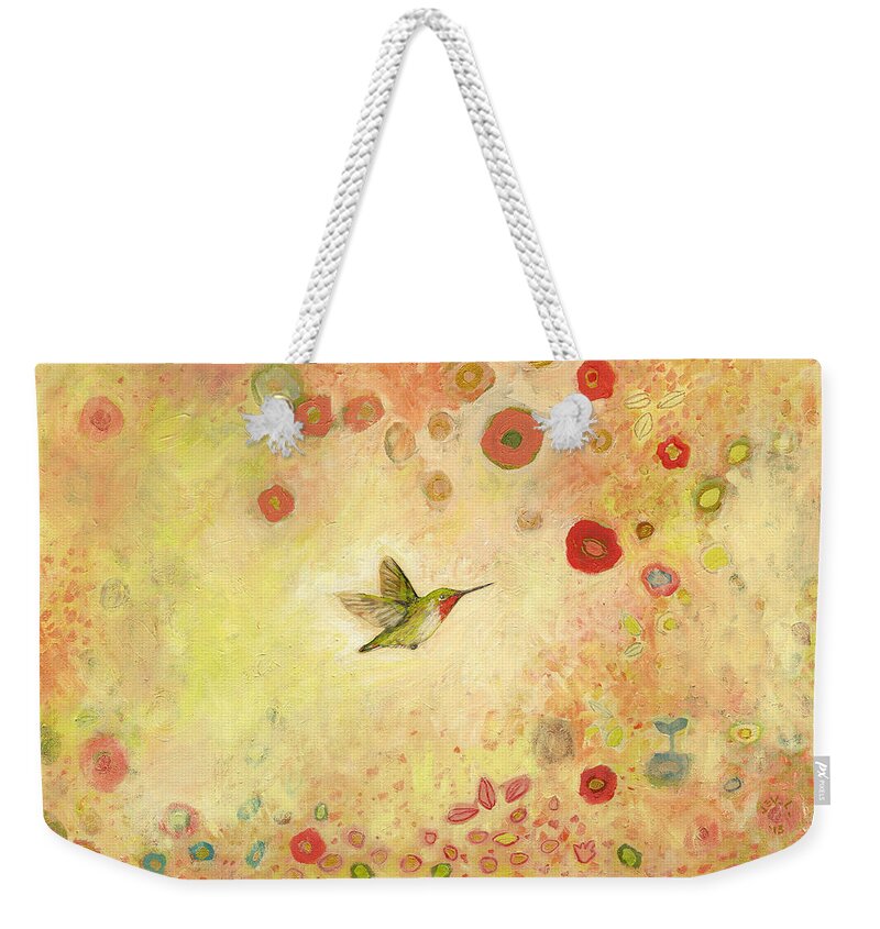 Bird Weekender Tote Bag featuring the painting Returning to Fairyland by Jennifer Lommers