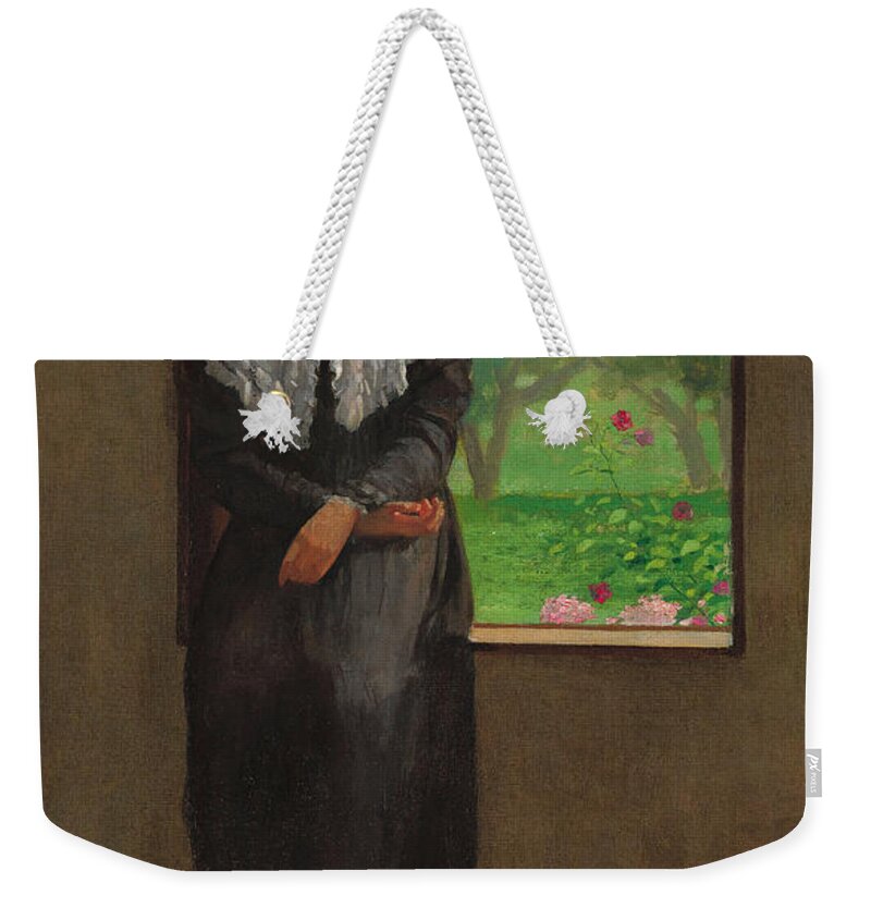 Winslow Homer Weekender Tote Bag featuring the painting Reverie by Winslow Homer