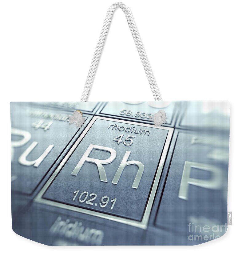 Rhodium Weekender Tote Bag featuring the photograph Rhodium Chemical Element by Science Picture Co