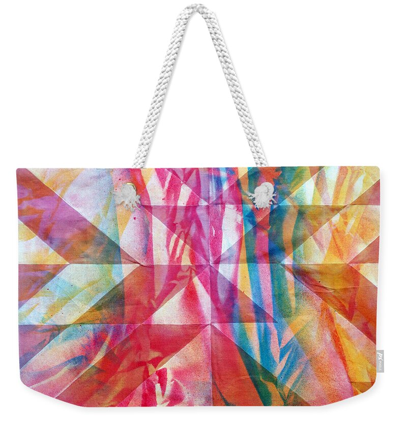 Abstract Weekender Tote Bag featuring the painting Rhythm and Flow by Lynn Hansen