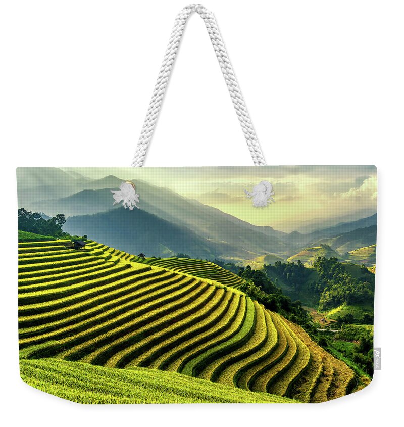 Scenics Weekender Tote Bag featuring the photograph Rice Terraces At Mu Cang Chai , Vietnam by Chan Srithaweeporn