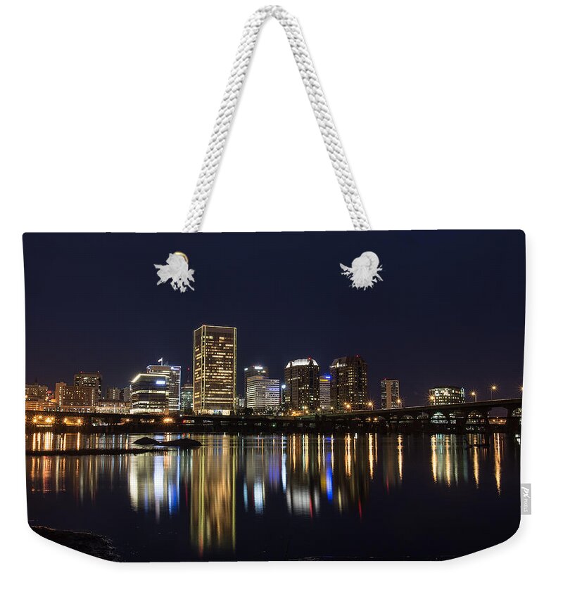 Richmond Weekender Tote Bag featuring the photograph Richmond Virginia skyline by Stacy Abbott