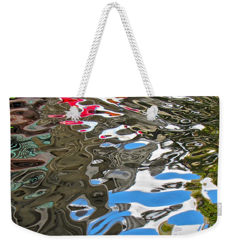 River Weekender Tote Bag featuring the photograph River Ducks by Pamela Clements