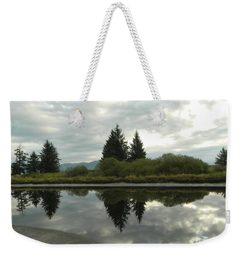 River Weekender Tote Bag featuring the photograph River Reflections by Gallery Of Hope 