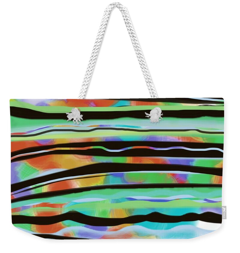 River Weekender Tote Bag featuring the painting River stripe by Christine Fournier