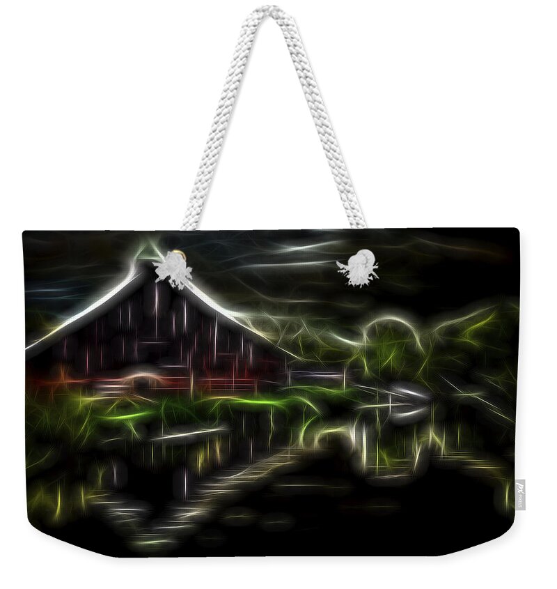 Barn Weekender Tote Bag featuring the digital art Riverside Barn by William Horden