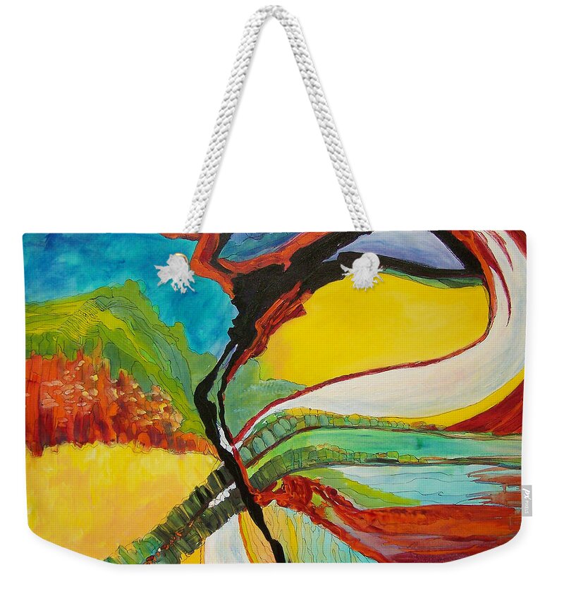 In Focus Weekender Tote Bag featuring the painting Road to Glory by Mtnwoman Silver