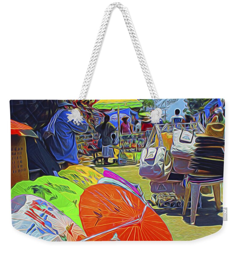 Mexico Weekender Tote Bag featuring the digital art Roadside Market by William Horden