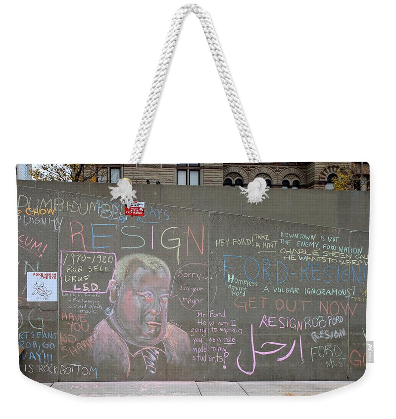 Rob Ford Weekender Tote Bag featuring the photograph Rob Ford 5 by Andrew Fare
