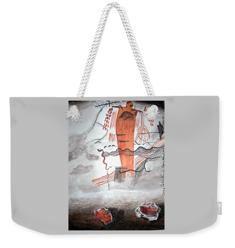 Rock Art Weekender Tote Bag featuring the painting Rock Art by Vera Smith
